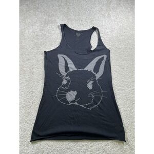 Shibuya Mon Amour Tank Top Womens Large Black Bunny Graphic Racerback Made USA